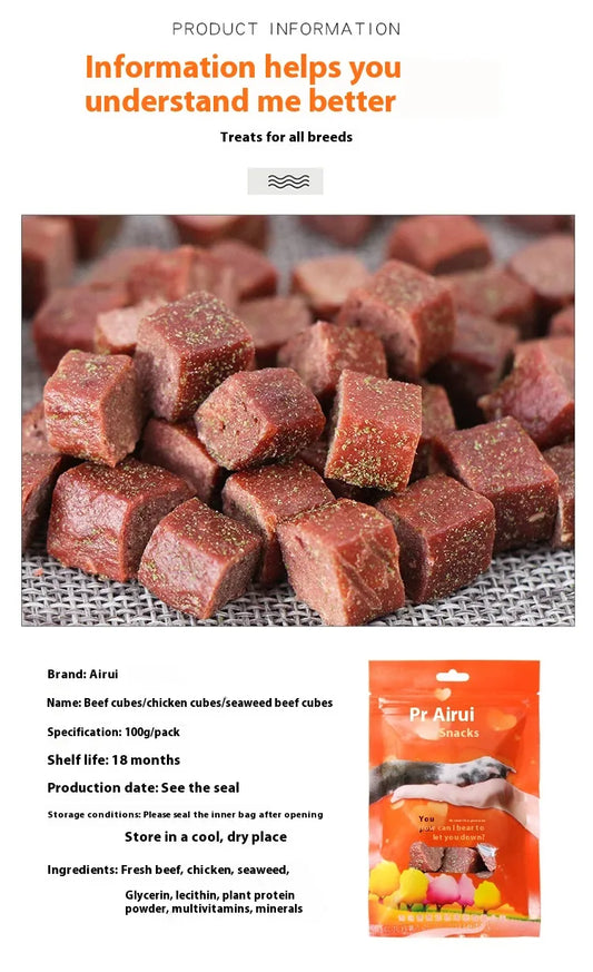 Dried Beef Cubes Dog Treats